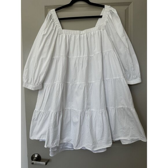 Pomander Place Tuckernuck Women's White Halile Dress Tiered Mini Size Large - Picture 1 of 7